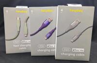 3 New Heyday Apple iPhone/iPad Fast Charging Cables: 2&times; 6ft + 4ft Lightning to USB-A, 1&times; 6ft Lightning to USB-C