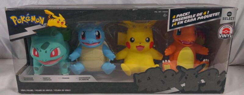 NEW Pokemon Deluxe Vinyl Starter Set, Bulbasaur, Squirtle, Pikachu, and Charmander