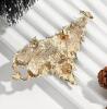 Elegant Two Cats Gazing at Christmas Tree Brooch Fish Decorations - KC Golden-Plated with Sparkling Gemstones, Festive Red Berries Detailed Craftsmanship 2.95&rsquo;&rsquo; stock photos added see description - 3