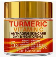 New 60g -5x Firming Turmeric Vitamin C Day & Night Cream | Hydrates with Hyaluronic Acid, Retinol, Collagen, Vitamin E, Exp: 2028/05/27 Cream stock photos added see description