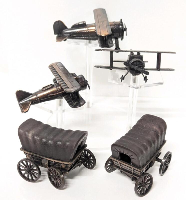 5 Vintage Pencil Sharpener Miniatures, Up To 2" Tall, Most Made in Hong Kong