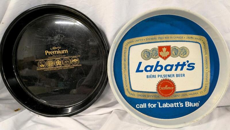 2 Beer Trays. Alberta Premium and Labatt's. 13" Across