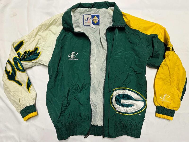 Men&rsquo;s Large Green Bay Packers Zip-Up Windbreaker