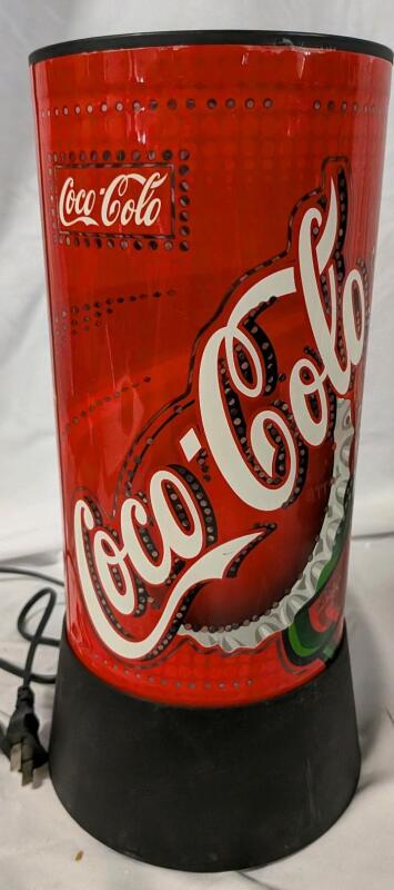 Rotating Coco-Cola Lamp. 12" Tall.