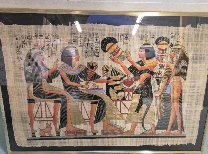 Large Framed Egyptian Papyrus 28.5 by 40"