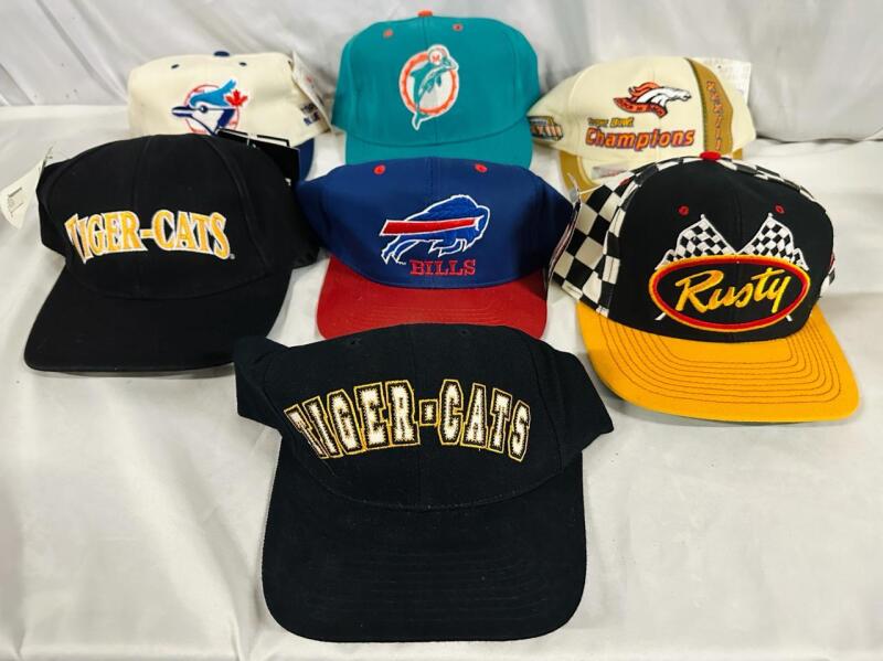 7 As-New Vintage to Newer Sports Baseball Caps - Great Finds - See Photos