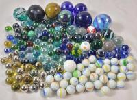 Glass Marble Lot . Various Sizes & Color . Includes 20mm Green World Marble