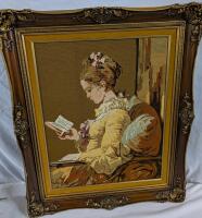 Vintage Framed Stitchwork. 22" by 26" with frame