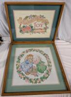 2 Vintage Cross-stitch/Stitchwork. Largest Measures 19" by 19"