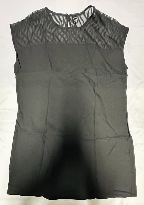 New Women&rsquo;s XL Black Mesh-Yoke Sleeveless Dress