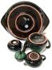 Vintage Signed BLUE MOUNTAIN POTTERY Canada Tea Set : Tea Pot, Sugar, Creamer & Platter, Up To 4.8" Tall, No Chips or Cracks - 3