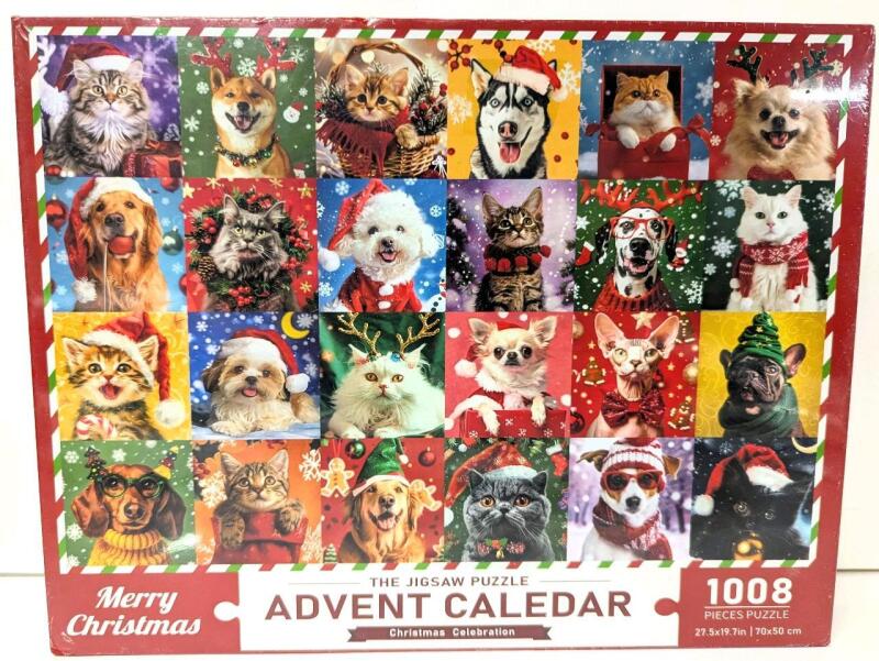 New 1008-Piece Cats/Dogs Jigsaw Puzzle Advent Calendar, 17.5" &times; 19.7"