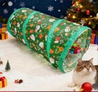 New Cat Play Tunnel - Christmas Theme Pet Toy with Hanging Ball, Foldable and Portable, Suitable for Hide and Seek, and Scratching Cat Runway approximately 19.75 x 9.85&rsquo;&rsquo; stock photos added