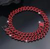 Iced Out Garnet Red Rhinestone Cuban Link Necklace & Bracelet Set Double safety clasps Box Clasp Dark Gun Metal back Sizes in description Stock photos added - 3