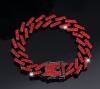 Iced Out Garnet Red Rhinestone Cuban Link Necklace & Bracelet Set Double safety clasps Box Clasp Dark Gun Metal back Sizes in description Stock photos added - 4