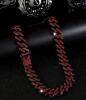 Iced Out Garnet Red Rhinestone Cuban Link Necklace & Bracelet Set Double safety clasps Box Clasp Dark Gun Metal back Sizes in description Stock photos added - 5