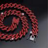 Iced Out Garnet Red Rhinestone Cuban Link Necklace & Bracelet Set Double safety clasps Box Clasp Dark Gun Metal back Sizes in description Stock photos added - 6