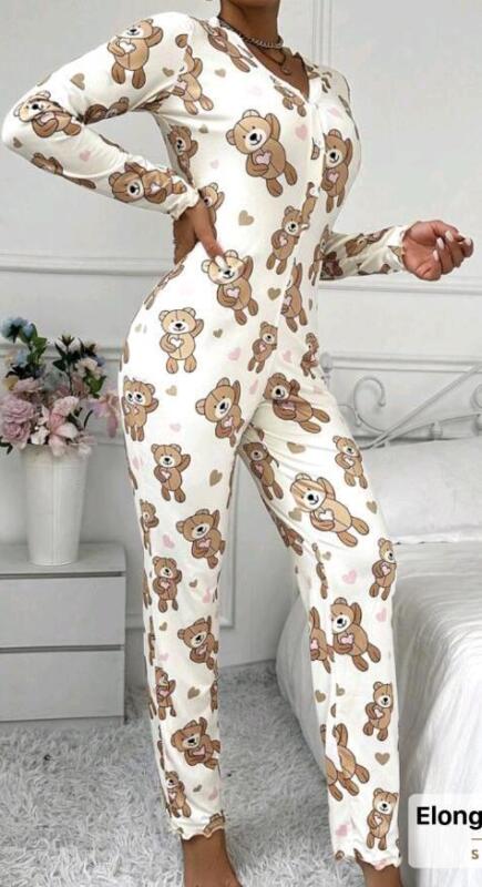 New sz Small Women's Teddy Bear Onesie PJ's