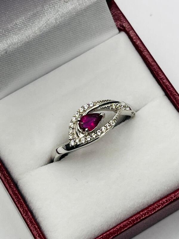 Sterling Silver Natural Enhanced Ruby (0.53ct) with CZ (0.21ct) Ring, Size 9, comes with appraisal $245.00. Ruby is the birthstone for July.
