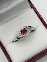 Sterling Silver Natural Enhanced Ruby (0.53ct) with CZ (0.21ct) Ring, Size 9, comes with appraisal $245.00. Ruby is the birthstone for July.