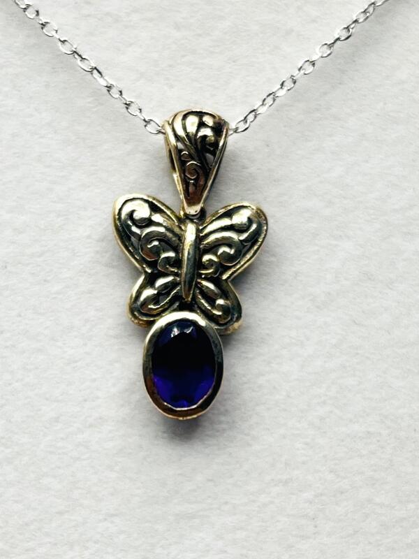 Sterling Silver Natural Amethyst Pendant with Sterling Silver Chain, Retail $300.00.