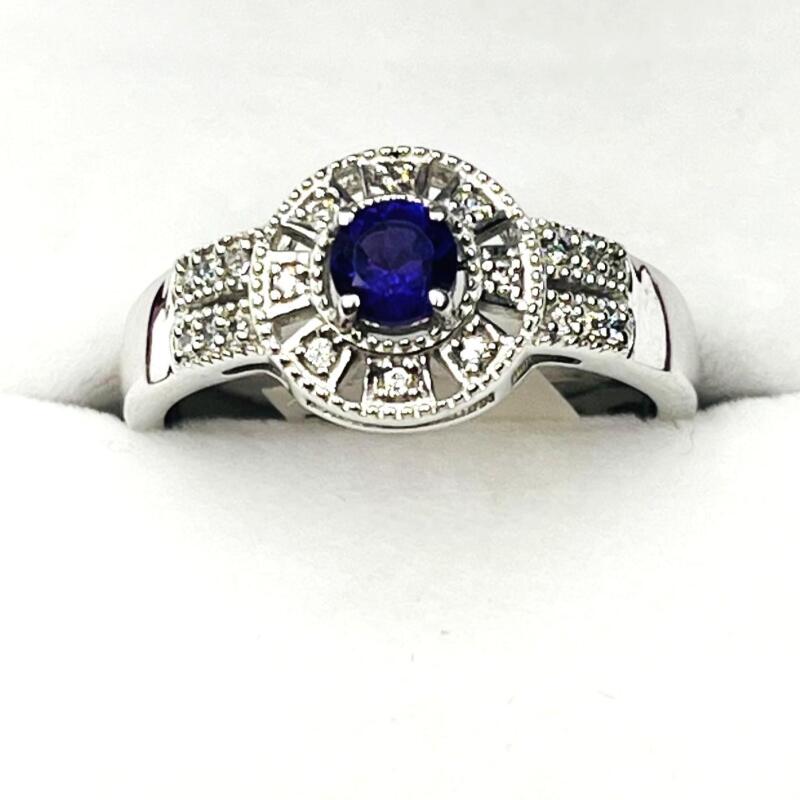 Sterling Silver Natural Amethyst (0.25ct) with CZ (0.20ct) Ring, Size 8.25, comes with APPRAISAL $200.00.