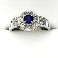 Sterling Silver Natural Amethyst (0.25ct) with CZ (0.20ct) Ring, Size 8.25, comes with APPRAISAL $200.00.