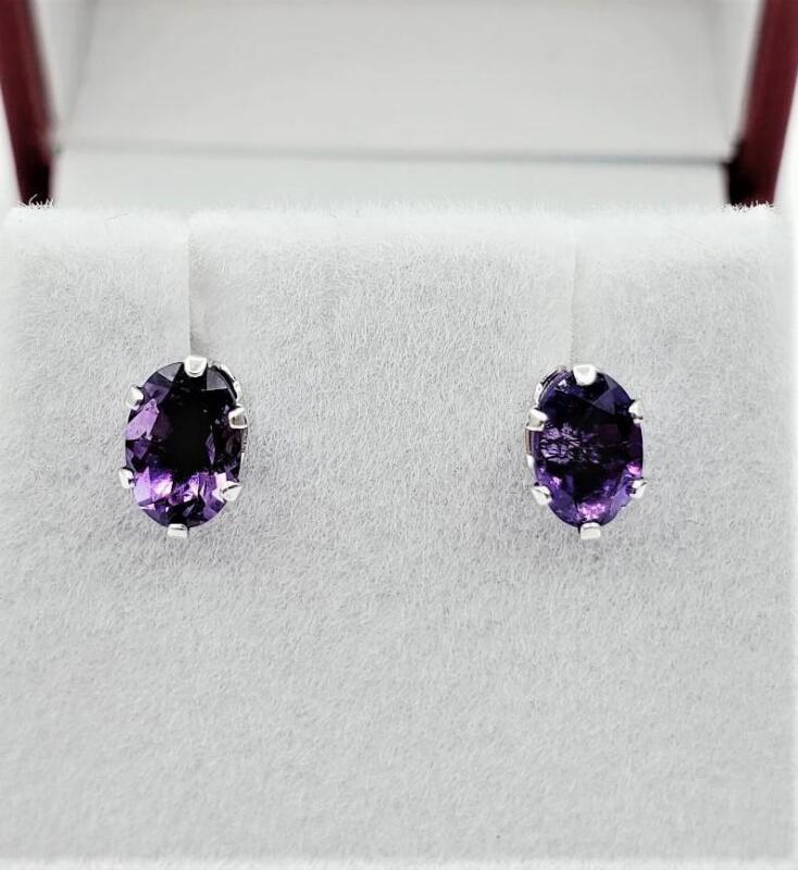 10KT Yellow Gold Natural Amethyst (1.16ct) Earrings, Retail $300.00.
