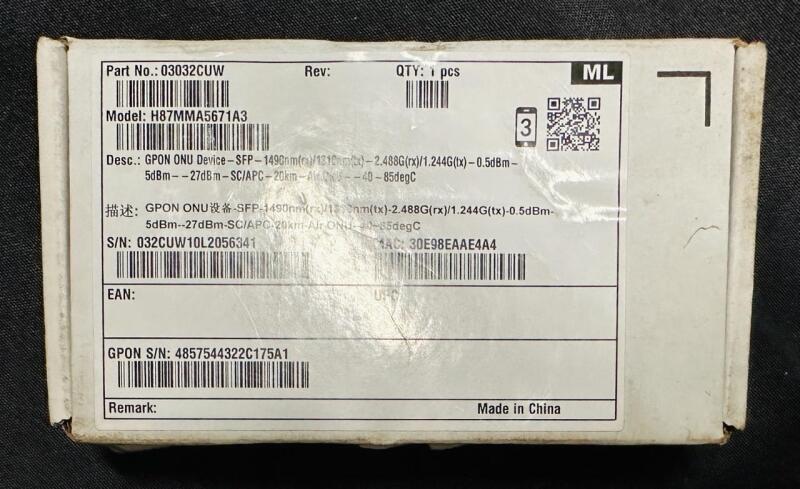 New Huawei GPON ONU Module, H87MMA5671A3 - See Photos for Detailed Specs