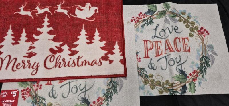 3 New Christmas Door Mats 18 by 24"