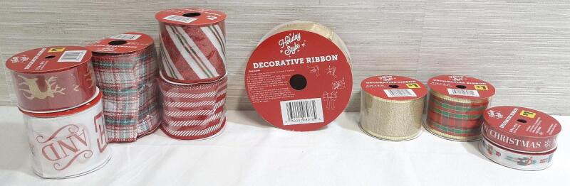 10 As New Rolls of Decorative Ribbons | Some Rolls Are Dented, Sold As Is