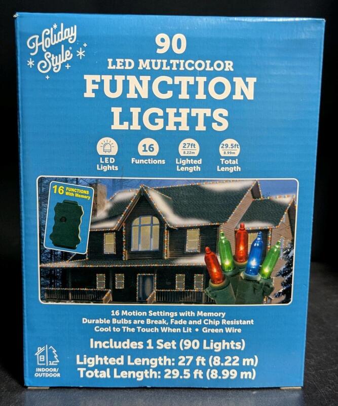 New 90 LED Multicolor Green Wire Function Lights, Indoor Outdoor, 29.5ft Total Length