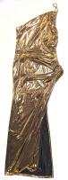 New Size LG Women's Super Metallic Gold Asymmetrical Single-Strap Cocktail Dress With Ruching On One Side, Zipper On Opposite Side
