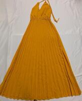 New Size Small Tie Neck Backless Pleated Dress.