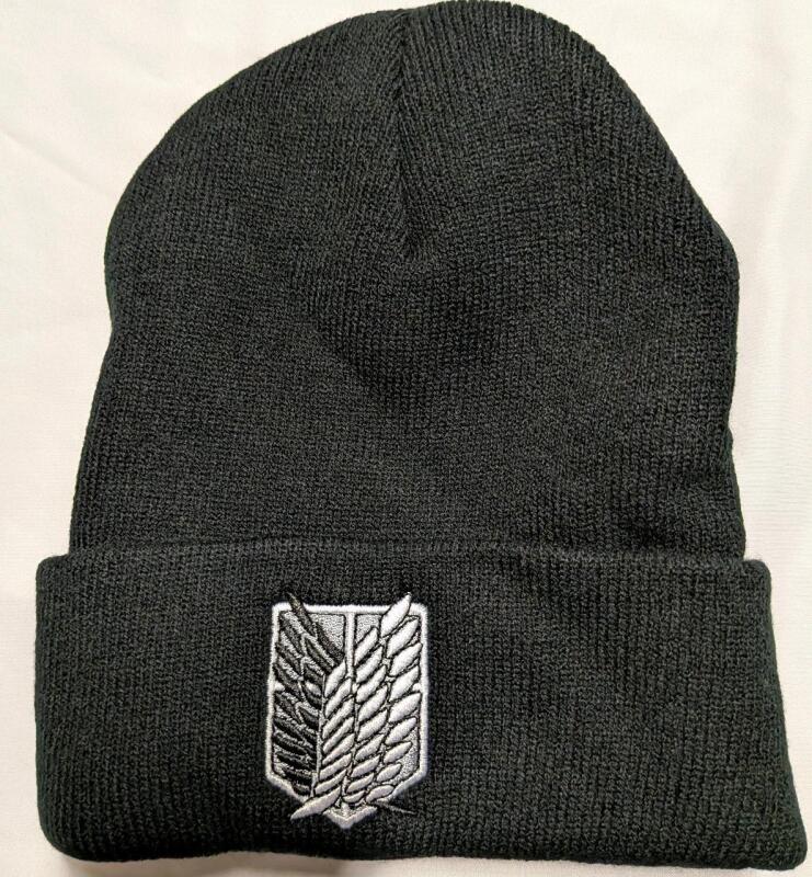New One Size Fits Most Attack On Titan Survey Corps Logo Beanie. 9" From Tip to Rim