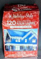 New 120 Clear Bulb White Wire Indoor Outdoor Icicle Lights, 16ft Total Length