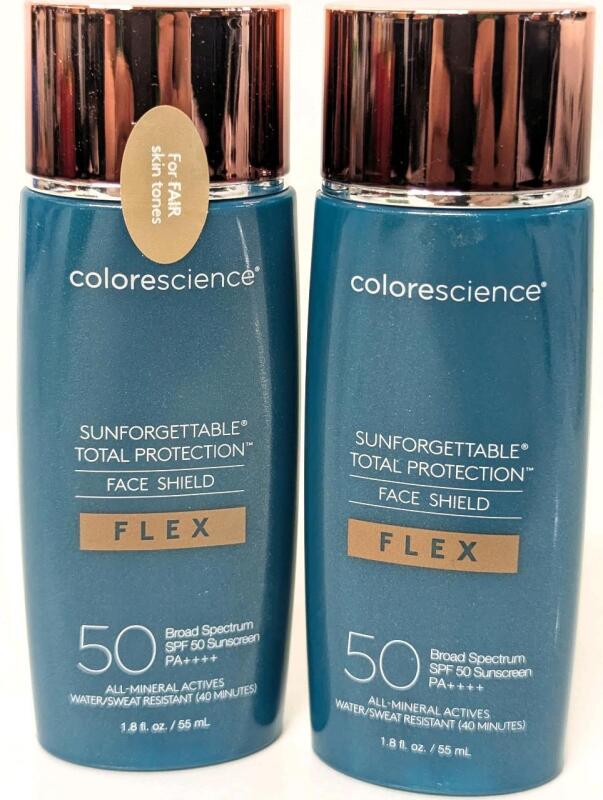 [See Desc] 2 ColoreScience Sunforgettable Tinted Total Protection Face Shield Flex SPF50 For Fair Skin, 55ml, EXP 08/2025 + 06/2026