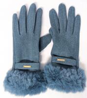 New O/S Women's Super Soft Touchscreen Fingertip Gloves With Faux Fur Cuffs
