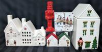 New Porcelain Nutcracker Christmas Fun: Tealight Holder, Cookie Jar, Figure, Salt & Pepper Shakers & 4pc Coasters, No Chips or Cracks, Crazing Present, Up To 9" Tall