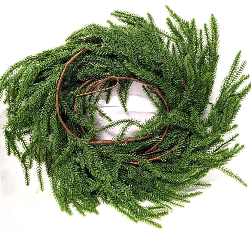 New 8.5ft Long Realistic Norfolk Pine Bough Garland With Loops On Both Ends (I May Be Crazy, But I Could Swear It Almost SMELLS Like Pine!)