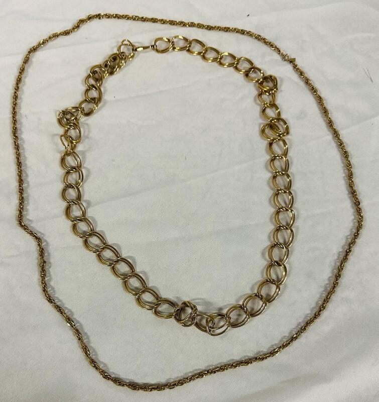 2 Sarah Coventry Chain Necklaces, Small and Large Links