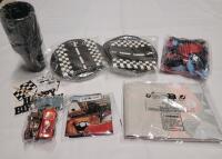 Disney CARS / Racing Birthday Decorations . Cups , Plates , Cars , Flag , Balloons , Table Cloth plus more