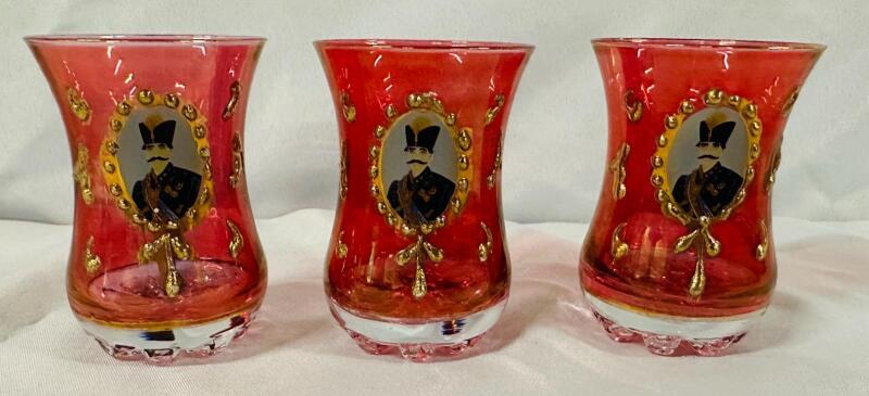 3 Vintage Turkish Tea/Juice Glasses, No Chips or Cracks, 3.5&rdquo; Tall, 2.5&rdquo; Diameter