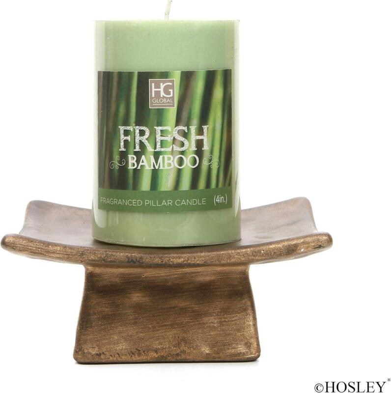 4 New Hosley Square Ceramic Pillar Candle Holders & Incense Stick Holder for Modern Ritual Accessories for Mindful Living Ideal for Home D&Atilde;&copy;cor, Office, Livingroom, Spa
