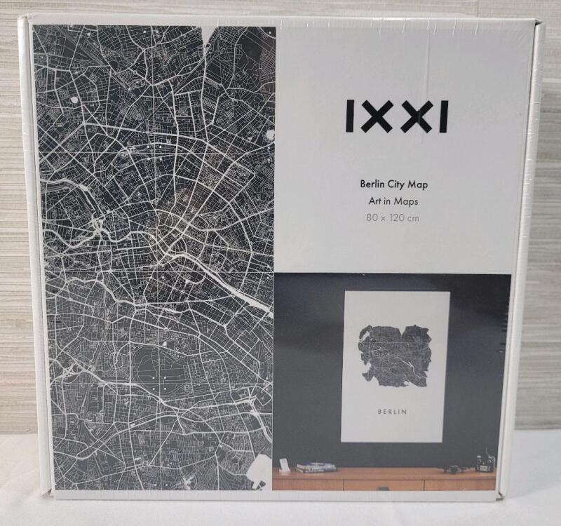 New - IXXI "Art in Maps" Berlin City Map Puzzle Wall Decor . Measures 47"&times;31.5" when Assembled . Sealed