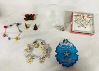 10 Assorted Christmas/Winter-Themed Accessories, Includes Pins, Bracelets, and Ornament