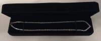 New Platinum Plated 2.5mm Princess cut Simulated Diamond Tennis Necklace - Adjustable 18" Long