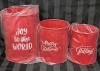 3 New Metal Christmas Buckets 5.5" to 8.25"