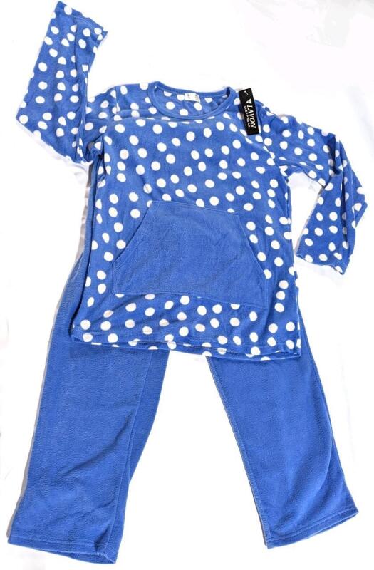 New Size XL Top / LG Bottoms LAVON Sleepwear Fleece Long-Sleeve Kangaroo Pocket Sleep Set