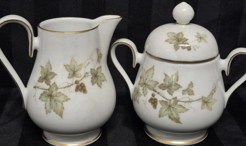 Vintage Noritake Ireland Trialing Ivy Pattern Creamer 4.5" & Sugar 5.25"